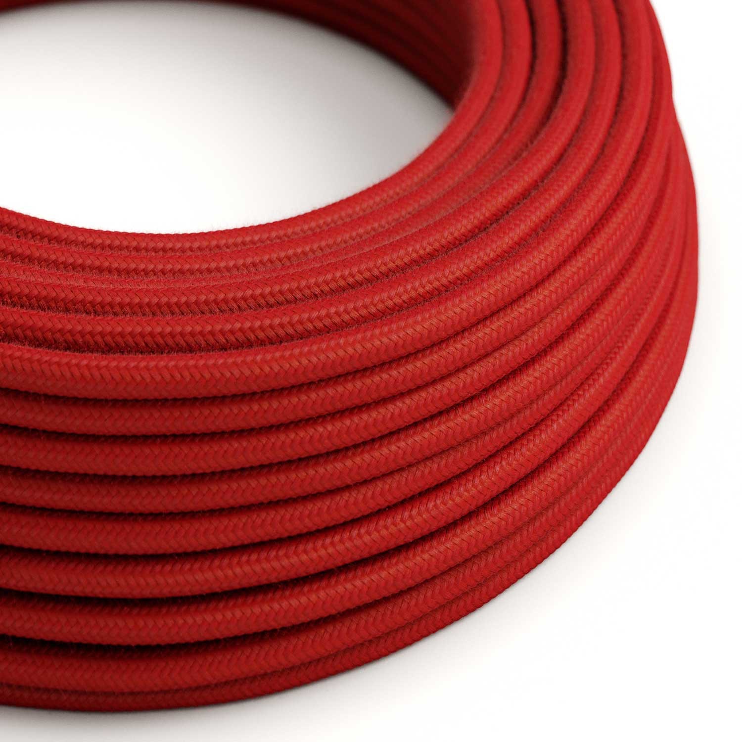 Okrúhly textilný elektrický kábel, bavlna, jednofarebný, RC35 Ohnivo červená