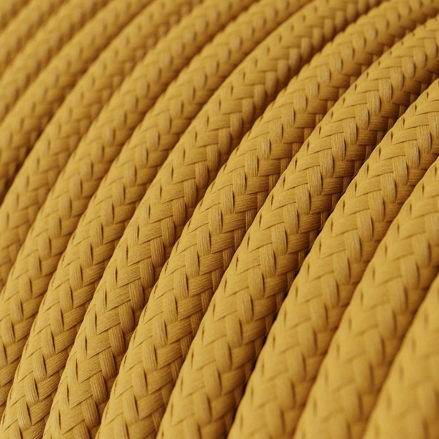 Okrúhly textilný elektrický kábel, umelý hodváb, jednofarebný, RM25 Horčicová