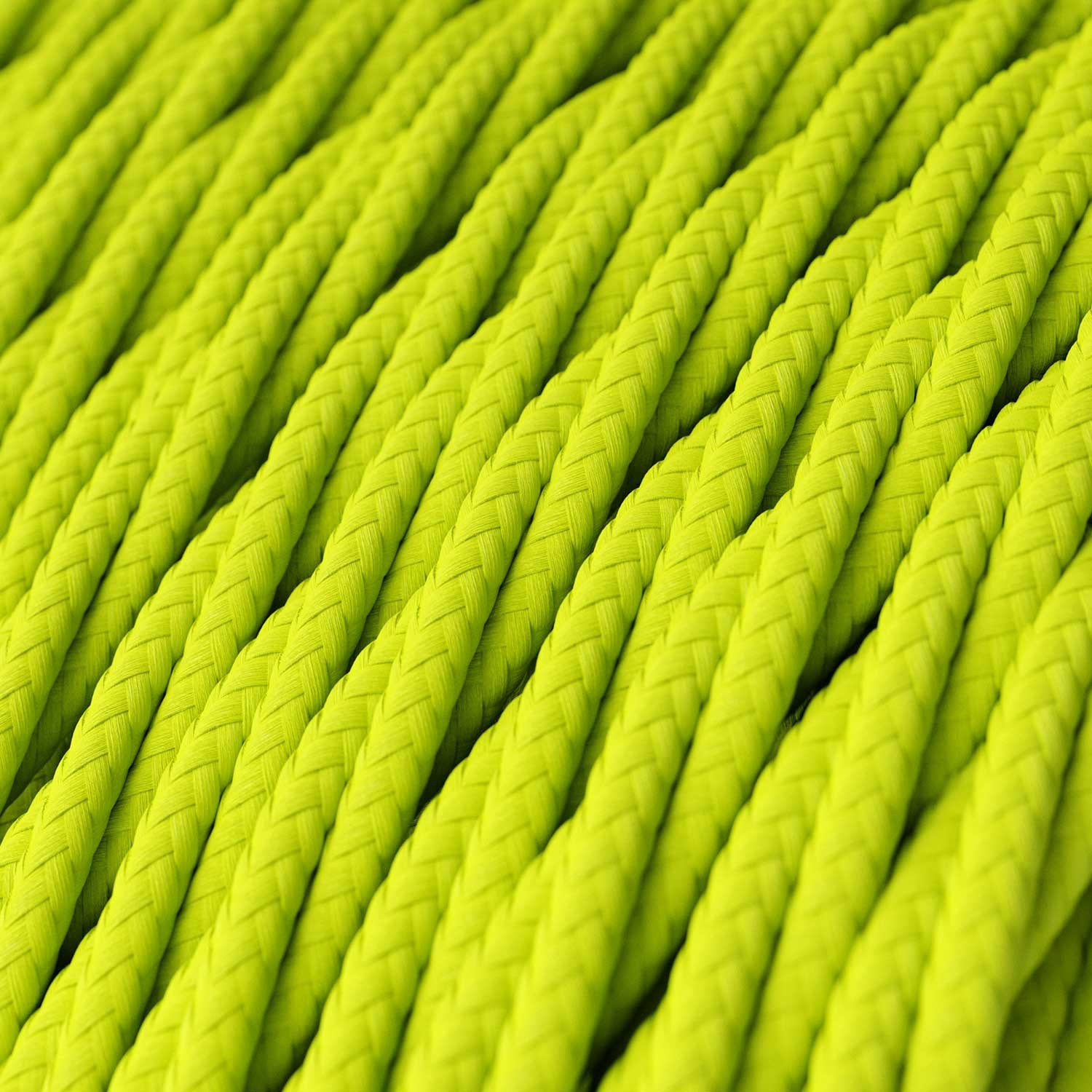 Stočený textilný elektrický kábel, umelý hodváb, jednofarebný, TF10 Fluo žltá