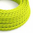 Stočený textilný elektrický kábel, umelý hodváb, jednofarebný, TF10 Fluo žltá