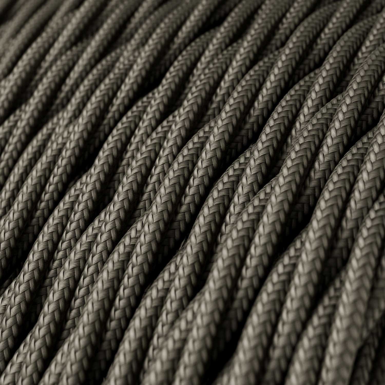 Stočený textilný elektrický kábel, umelý hodváb, jednofarebný, TM26 Tmavo šedá