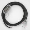 Napájací kábel pre stolnú lampu, RM26 Tmavo šedý hodvábny 1,80 m. Vyberte si farbu zástrčky a vypínača.