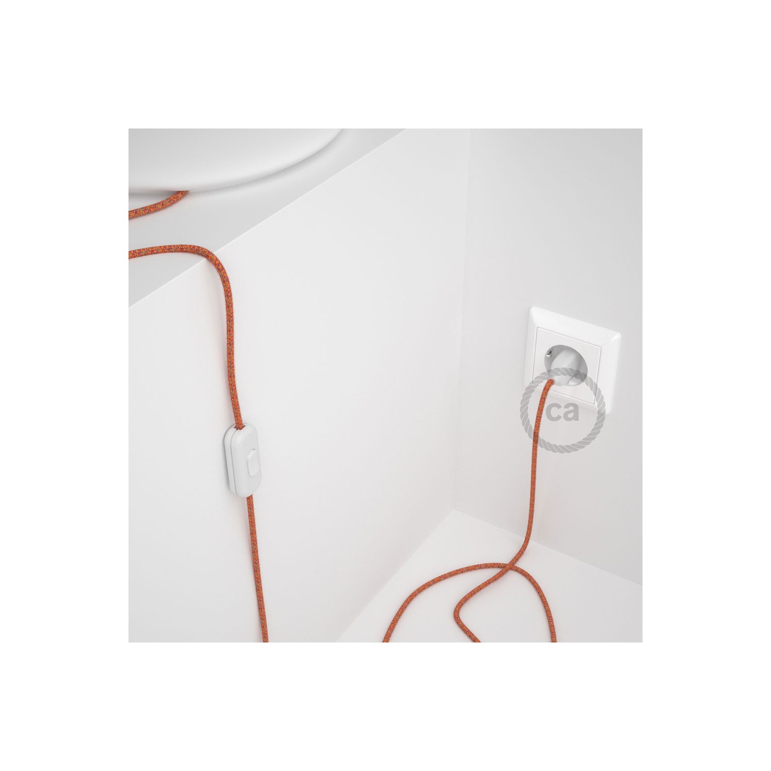 Napájací kábel pre stolnú lampu, RX07 Indian Summer bavlnený 1,80 m. Vyberte si farbu zástrčky a vypínača.