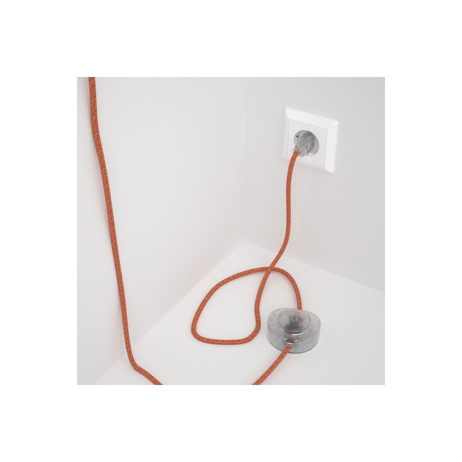 Napájací kábel pre podlahovú lampu, RX07 Indian Summer bavlnený 3 m. Vyberte si farbu zástrčky a vypínača.