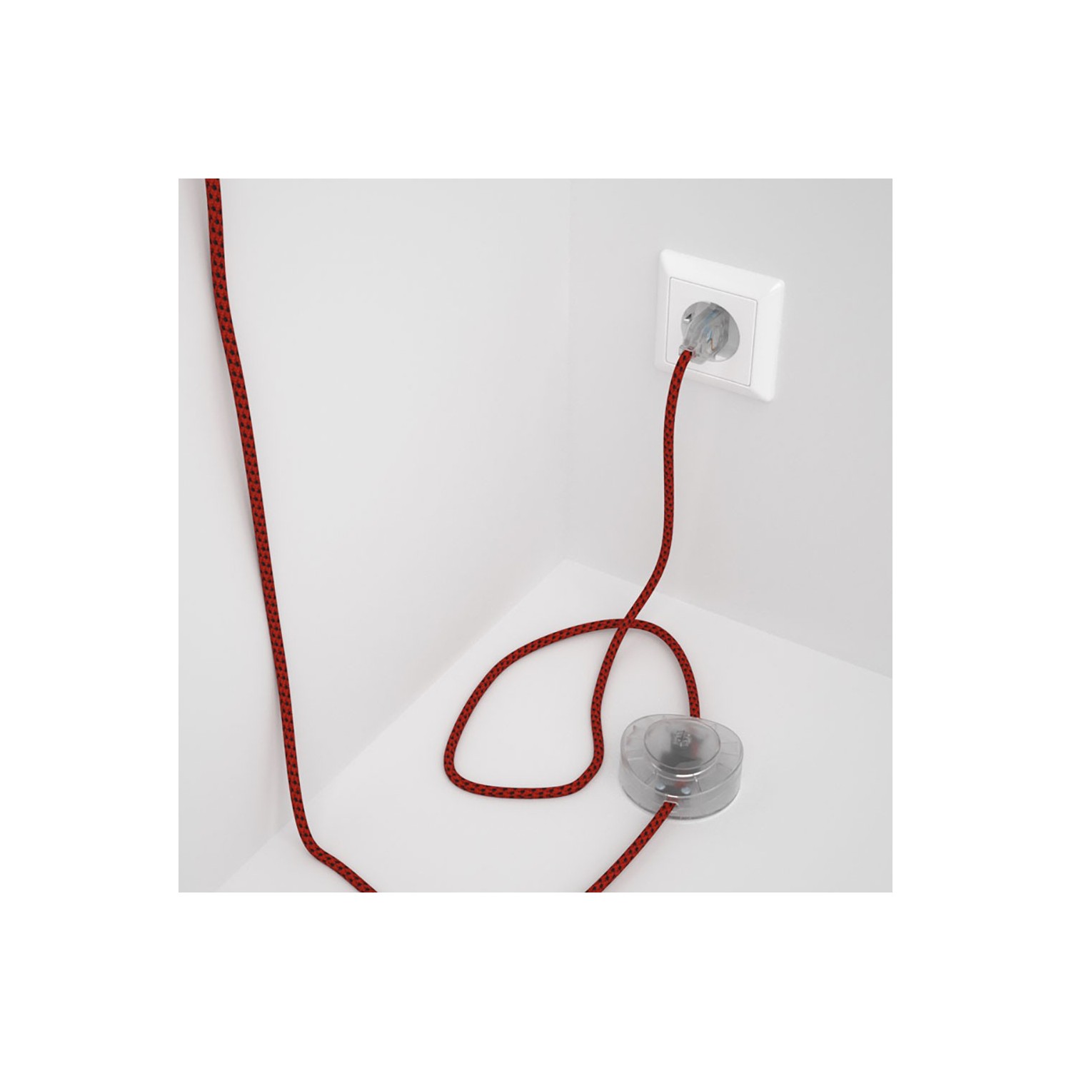Napájací kábel pre podlahovú lampu, RT94 Red Devil hodvábny 3 m. Vyberte si farbu zástrčky a vypínača.