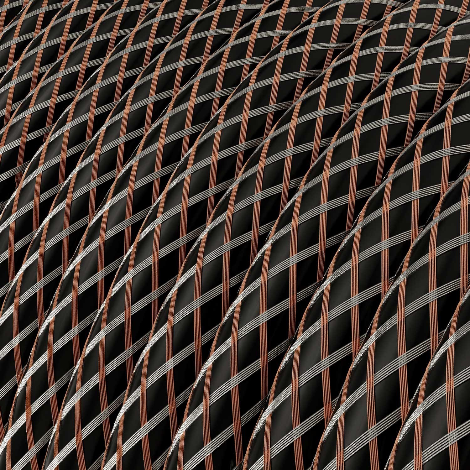 Okrúhly elektrický kábel potiahnutý dvojfarebným medeným vláknom