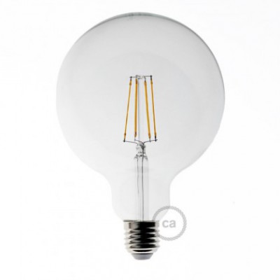 Žiarovka s LED vláknom Globe 6W E27 Priehľadná