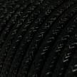 Okrúhly textilný elektrický kábel, lesklý, umelý hodváb, jednofarebný, RL04 Čierna