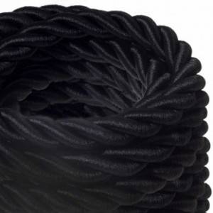 Elektrický kábel 2XL, kábel 3x0,75 potiahnutý lesklou čiernou textíliou. Priemer 24 mm.