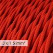 Textilný elektrický kábel so širším priemerom 3x1,50 - stočený - hodváb TM09 červený