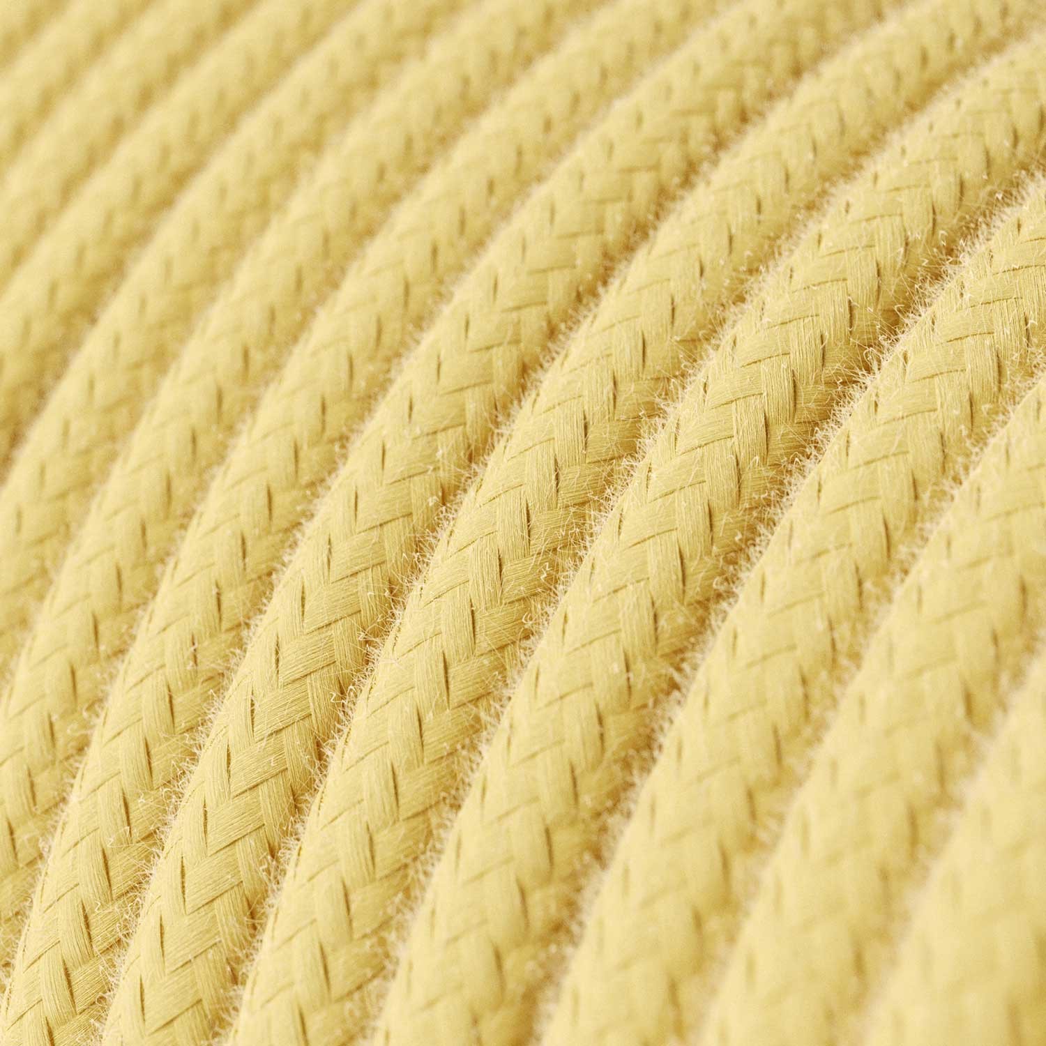Okrúhly textilný elektrický kábel, bavlna, jednofarebný, RC10 bledo žltý