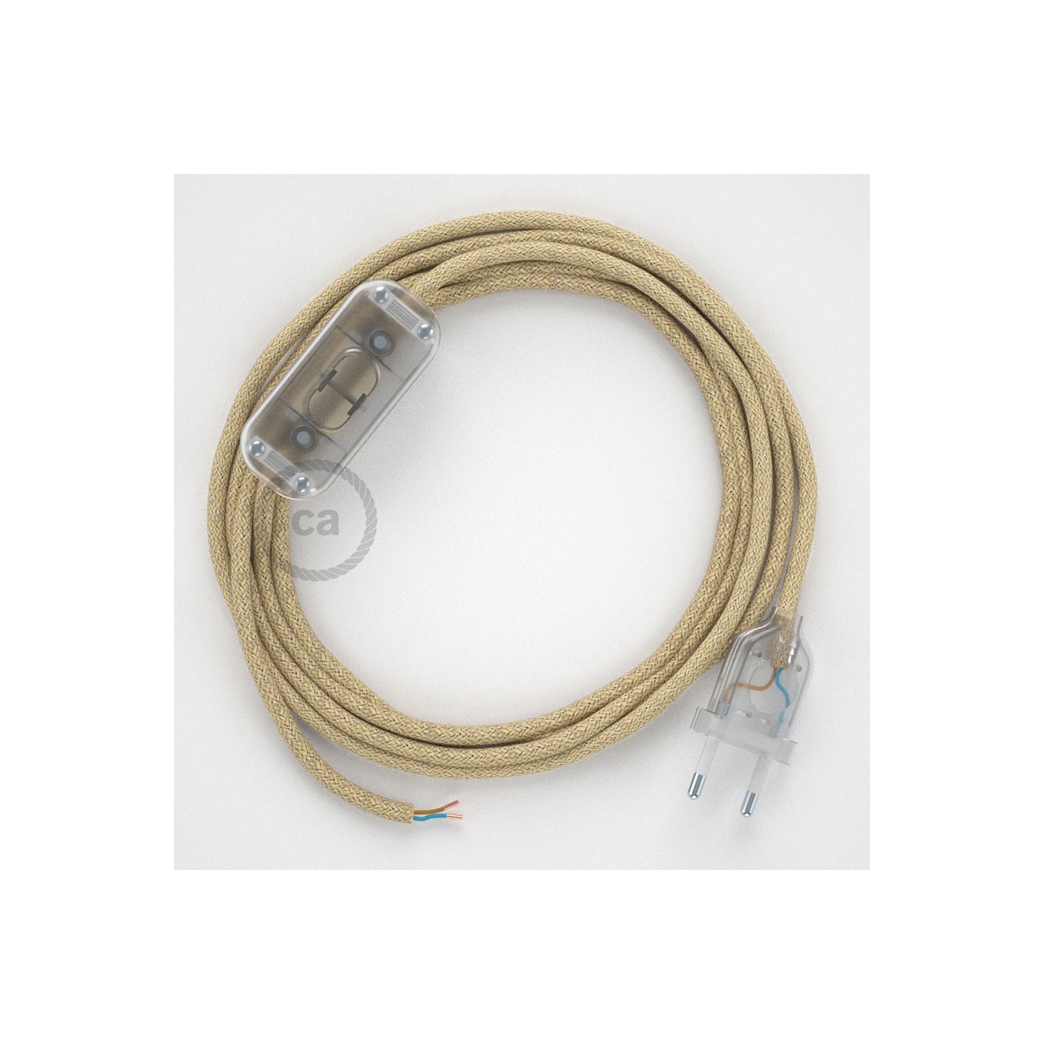 Napájací kábel pre stolnú lampu, RN06 jutový 1,80 m. Vyberte si farbu zástrčky a vypínača.