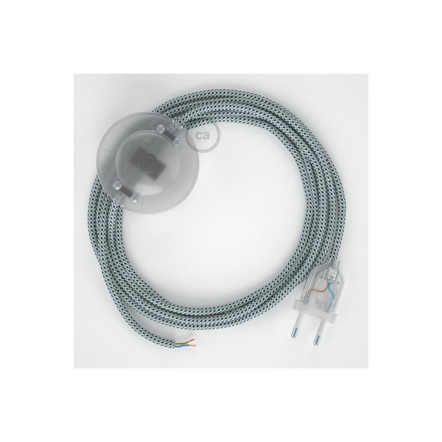 Napájací kábel pre podlahovú lampu, RT14 Stracciatella hodvábny 3 m. Vyberte si farbu zástrčky a vypínača.