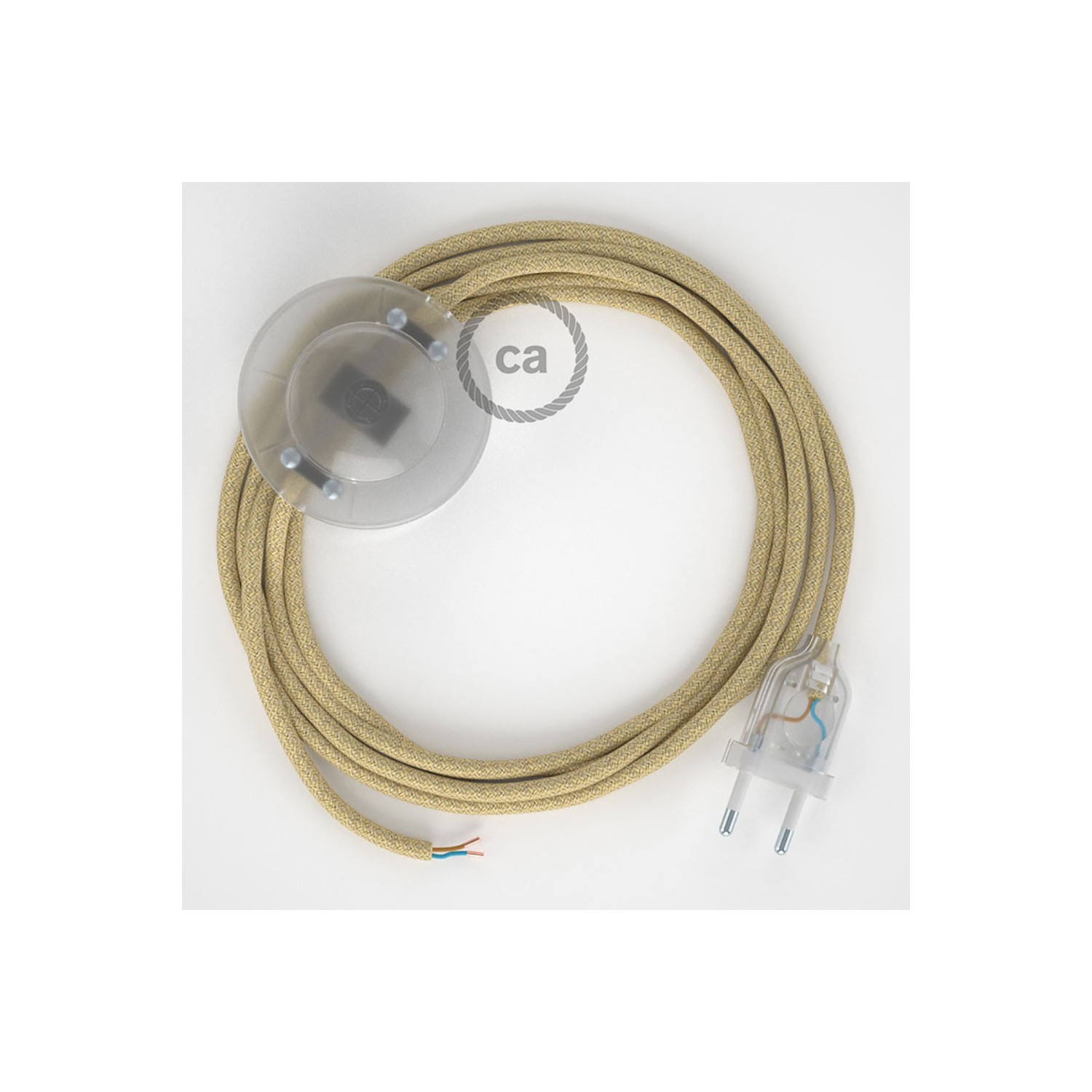 Napájací kábel pre podlahovú lampu, RN06 jutový 3 m. Vyberte si farbu zástrčky a vypínača.