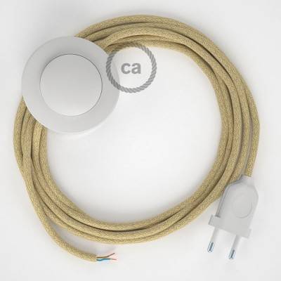 Napájací kábel pre podlahovú lampu, RN06 jutový 3 m. Vyberte si farbu zástrčky a vypínača.