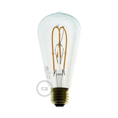Priehľadná LED žiarovka - Edison ST64 s dvojitým oblúkovým vláknom - 5W E27 Stmievateľná 2200K