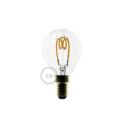 Priehľadná LED žiarovka - Guľa G45 so špirálovým vláknom - 3W E14 Stmievateľná 2200K
