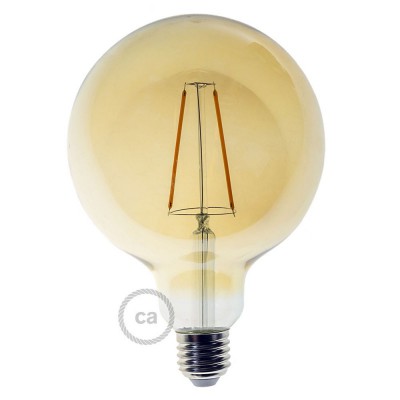 Zlatá LED žiarovka - Glóbus G125 s dlhými vláknami - 4W E27 Decorative Vintage 2000K