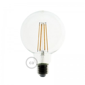 Priehľadná LED žiarovka - Glóbus G95 s dlhými vláknami - 7.5W E27 Decorative Vintage Stmievateľná 2200K