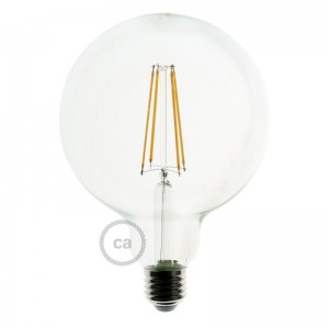 Priehľadná LED žiarovka - Glóbus G125 s dlhými vláknami - 7.5W E27 Decorative Vintage Stmievateľná 2200K