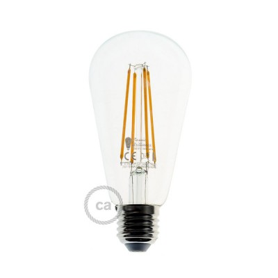 Priehľadná LED žiarovka - Edison ST64 s dlhými vláknami - 7.5W E27 Decorative Vintage Stmievateľná 2200K