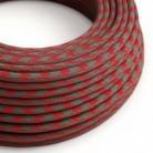 Okrúhly textilný elektrický kábel, bavlna, dvojfarebný, RP28 ohnivo červený a šedý