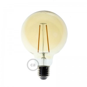 Zlatá LED žiarovka - Glóbus G95 s dlhými vláknami - 4W E27 Decorative Vintage 2000K