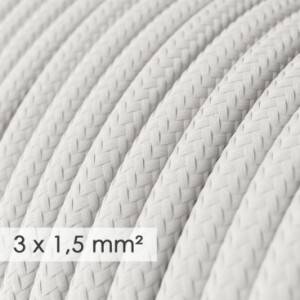 Textilný elektrický kábel so širším priemerom 3x1,50 - okrúhly - umelý hodváb RM01 biely