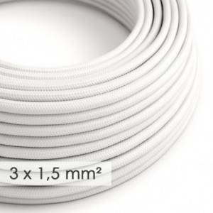 Textilný elektrický kábel so širším priemerom 3x1,50 - okrúhly - umelý hodváb RM01 biely