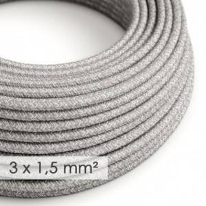 Textilný elektrický kábel so širším priemerom 3x1,50 - okrúhly - ľan prírodnej šedej farby RN02