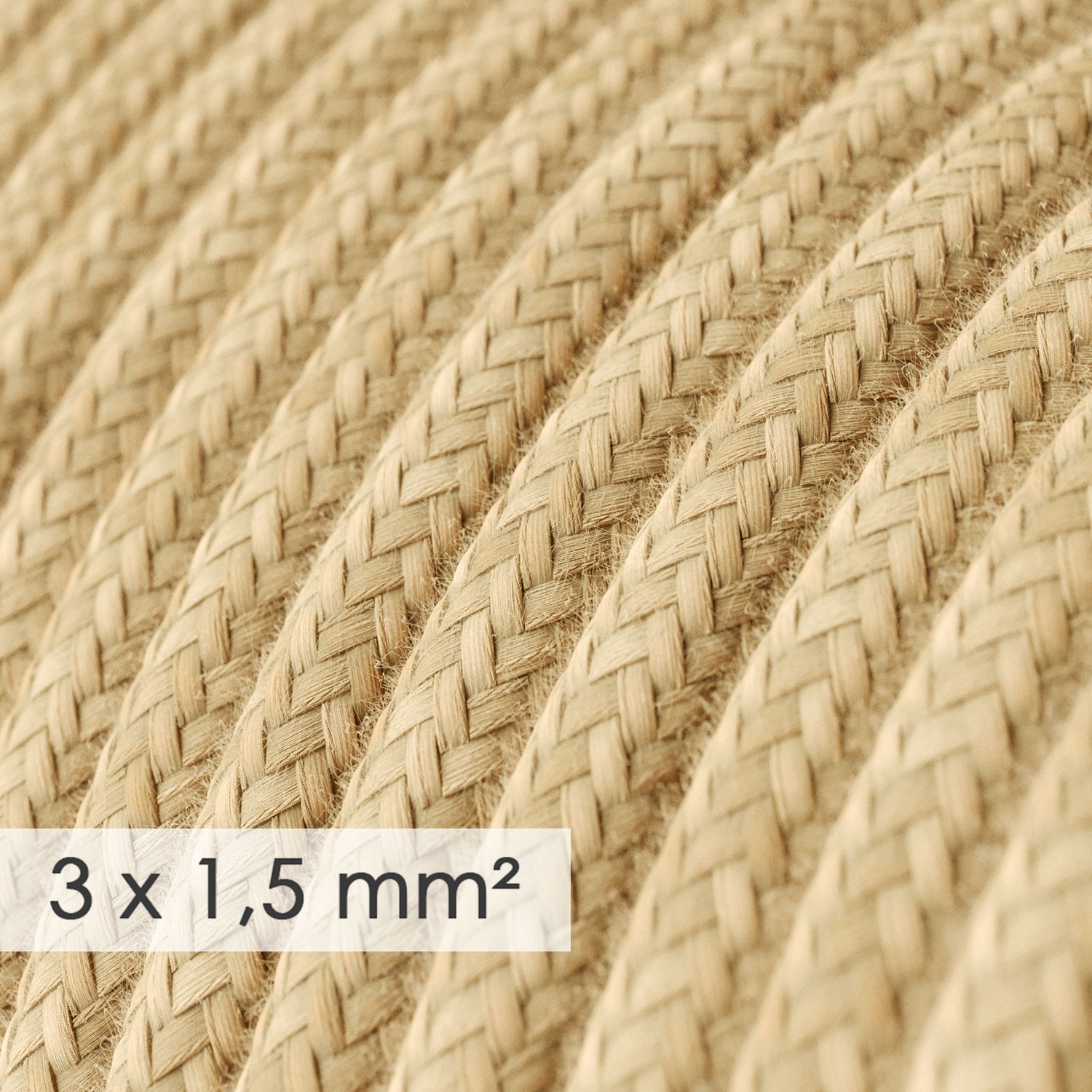 Textilný elektrický kábel so širším priemerom 3x1,50 - okrúhly potiahnutý jutou RN06