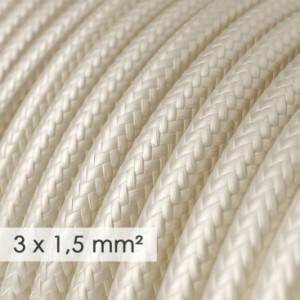 Textilný elektrický kábel so širším priemerom 3x1,50 - okrúhly - umelý hodváb RM00 slonovinový