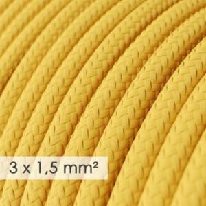 Textilný elektrický kábel so širším priemerom 3x1,50 - okrúhly - umelý hodváb RM10 žltý