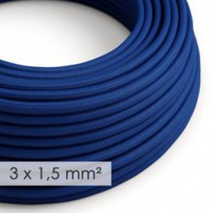 Textilný elektrický kábel so širším priemerom 3x1,50 - okrúhly - umelý hodváb RM12 modrý