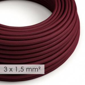 Textilný elektrický kábel so širším priemerom 3x1,50 - okrúhly - umelý hodváb RM19 bordový