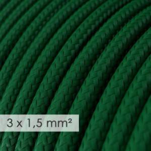 Textilný elektrický kábel so širším priemerom 3x1,50 - okrúhly - umelý hodváb RM21 zelený
