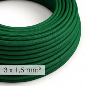 Textilný elektrický kábel so širším priemerom 3x1,50 - okrúhly - umelý hodváb RM21 zelený