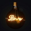 Zlatá LED žiarovka pre závesné lampy - Glóbus G125 s jedným vláknom “Love” - 4W E27 Dekoratívna vintage 2000K