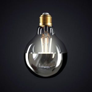 LED žiarovka so striebornou polguľou - Glóbus G95 - 7W E27 Stmievateľná 2700K