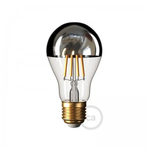 LED žiarovka so striebornou polguľou - Kvapka A60 - 7W E27 Stmievateľná 2700K