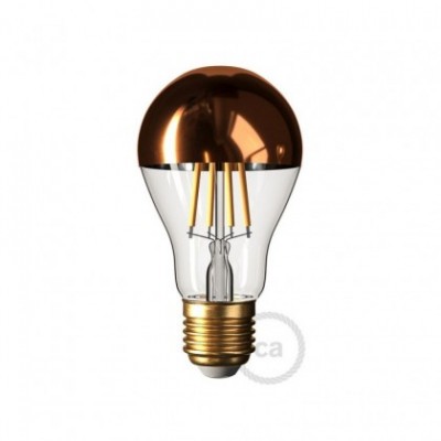 LED žiarovka s medenou polguľou - Kvapka A60 - 7W E27 Stmievateľná 2700K