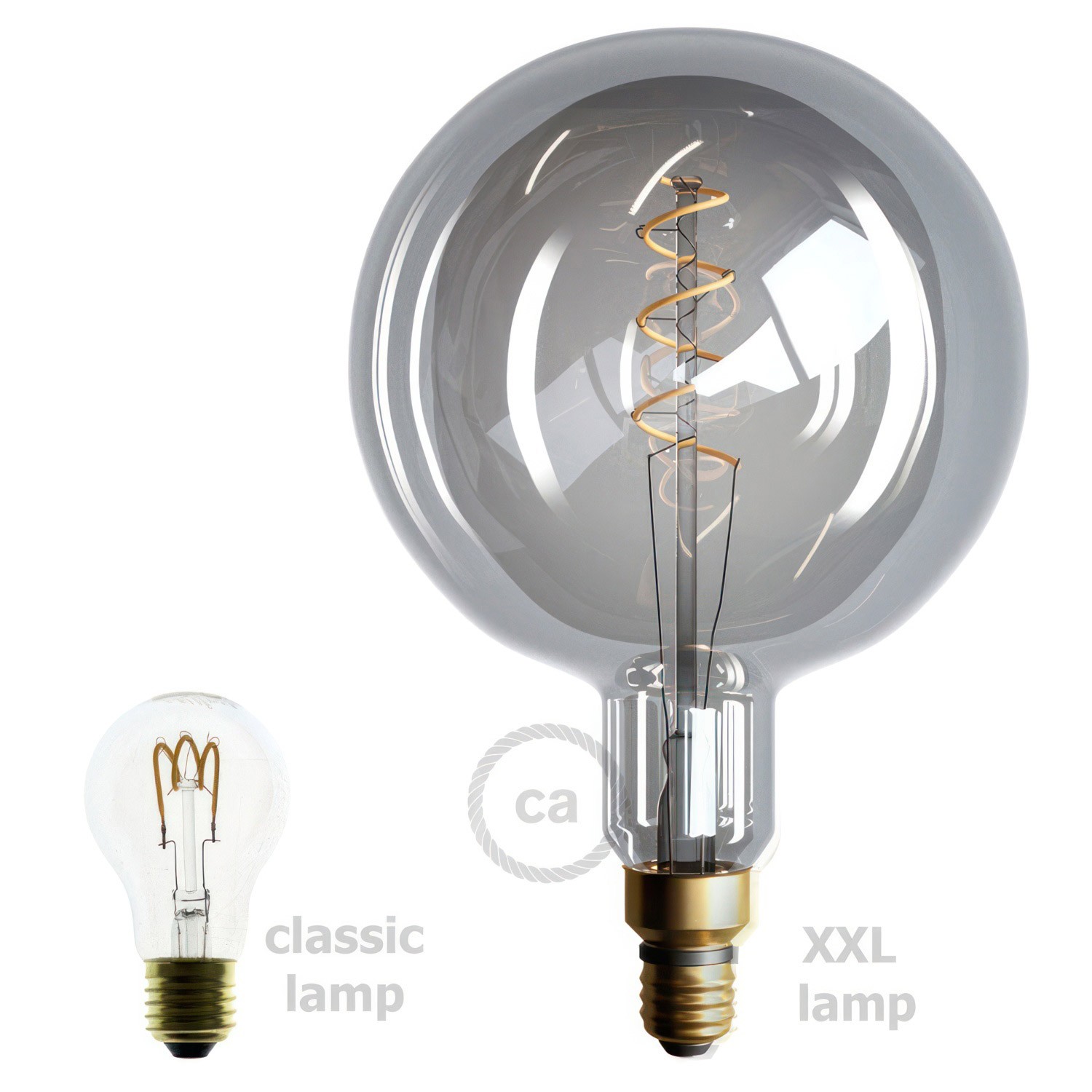 Dymová XXL LED žiarovka - Guľa G200 s dvojitým špirálovým vláknom - 5W E27 Stmievateľná 2000K
