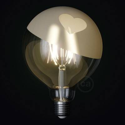LED žiarovka - Glóbus G125 so špirálovým vláknom - Tattoo Lamp® Cuore 4W E27 2700K