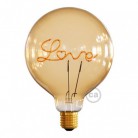 Zlatá LED žiarovka pre stojace lampy - Glóbus G125 s jedným vláknom “Love” - 4W E27 Dekoratívna vintage 2000K
