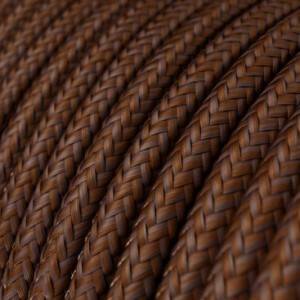 Okrúhly textilný elektrický kábel, umelý hodváb, jednofarebný, RM36 hrdzavý hnedý