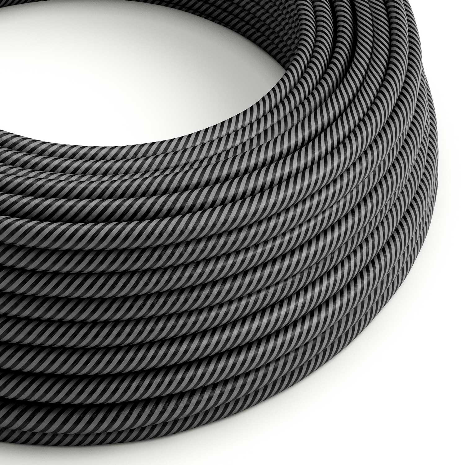 Textilný elektrický HD kábel s tenkými pruhmi Vertigo ERM38 - grafit a čierna