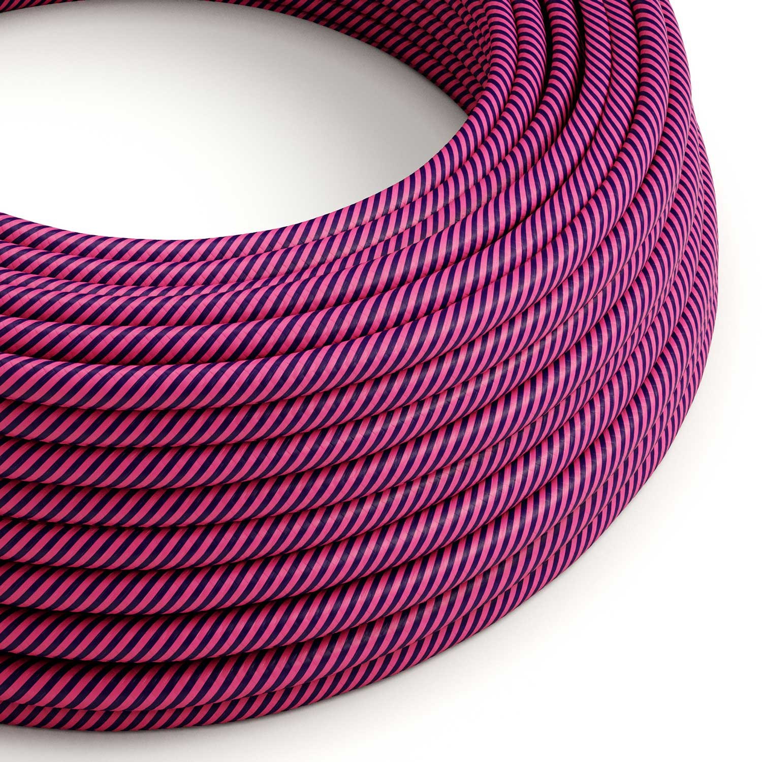 Textilný elektrický HD kábel pruhovaný Vertigo ERM50 - fuchsiová a tmavo fialová