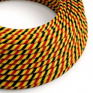 Textilný elektrický HD kábel pruhovaný Vertigo ERM59 Bruxelles - čierna, žltá, červená