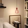 Závesná lampa s textilným káblom a koženými prvkami - Vyrobená v Taliansku