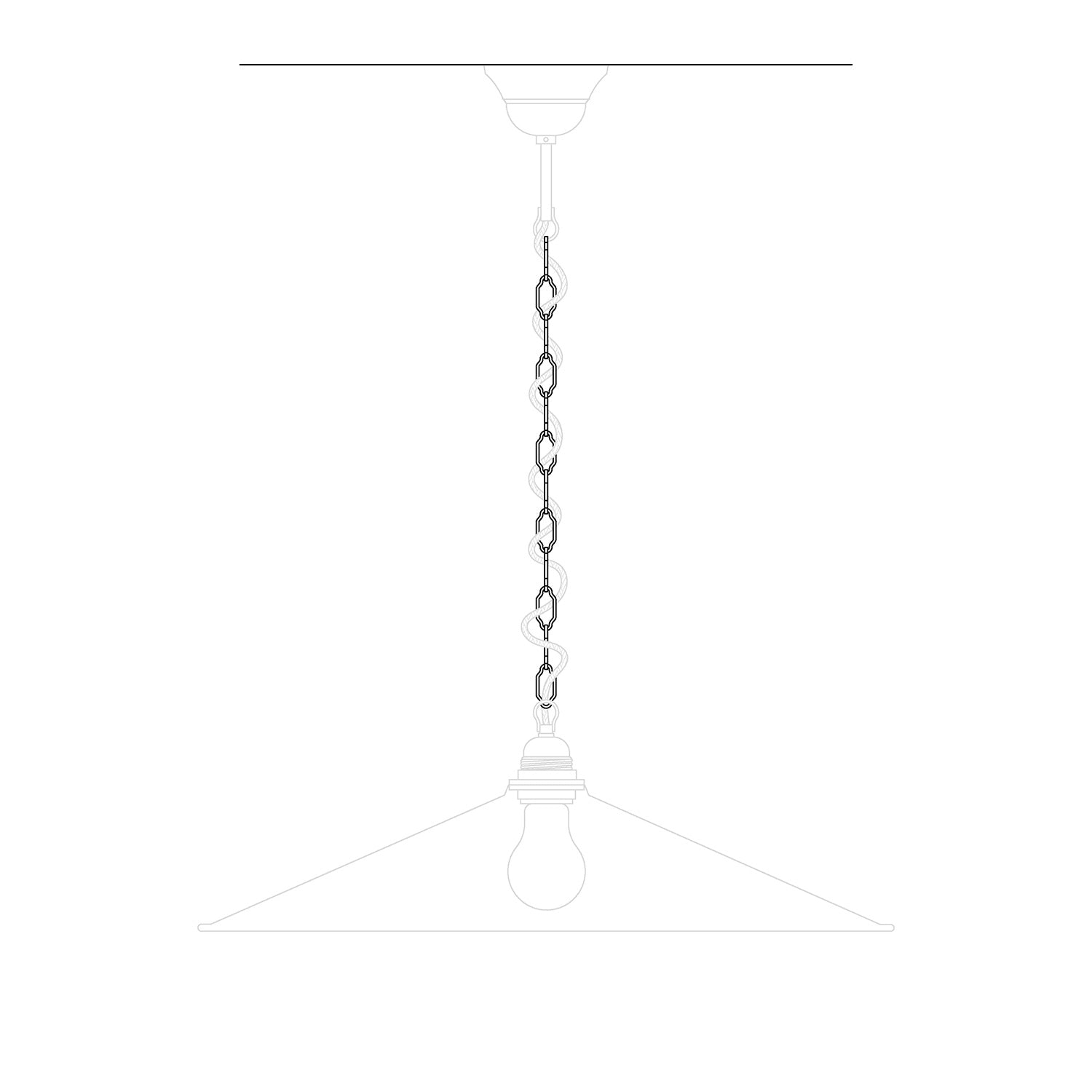 Reťaz Cattedrale zo železa pre lustre a závesy – Dĺžka 50 cm